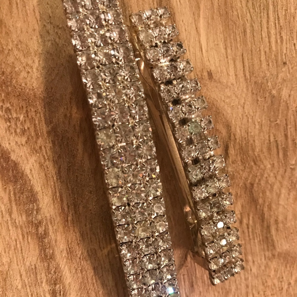 Vintage French Rhinestone Barrette Set Crystal Hair Clips - Picture 4 of 9